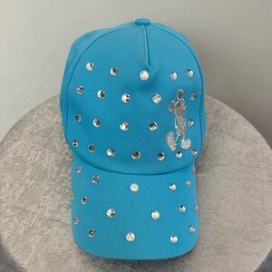 Disney Parks Mickey Mouse Youth Cap – Turquoise with Rhinestones (N10)